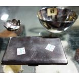 Silver comprising; cigarette case, foreign bowl and a small coin bowl, (qty).