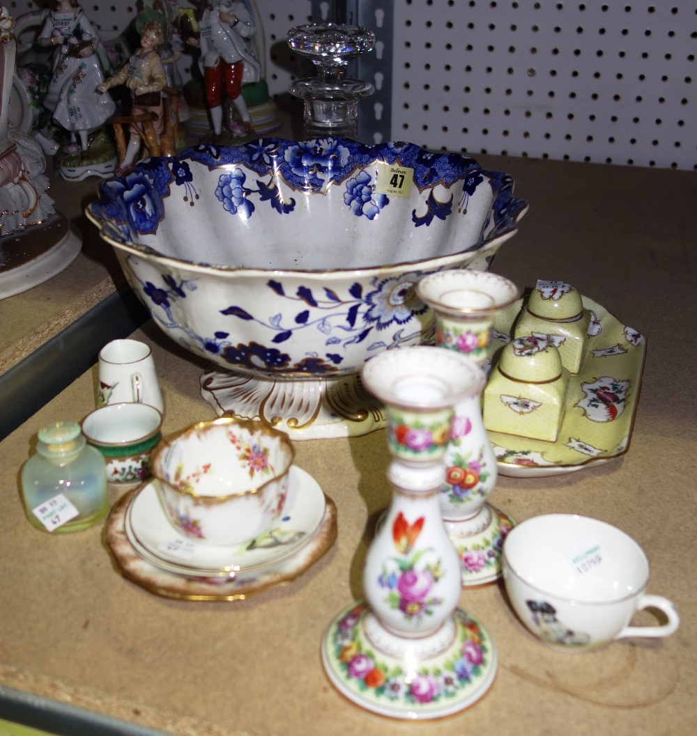 Ceramics including; a large blue and gilt Copeland Spode bowl,