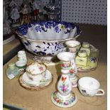 Ceramics including; a large blue and gilt Copeland Spode bowl,
