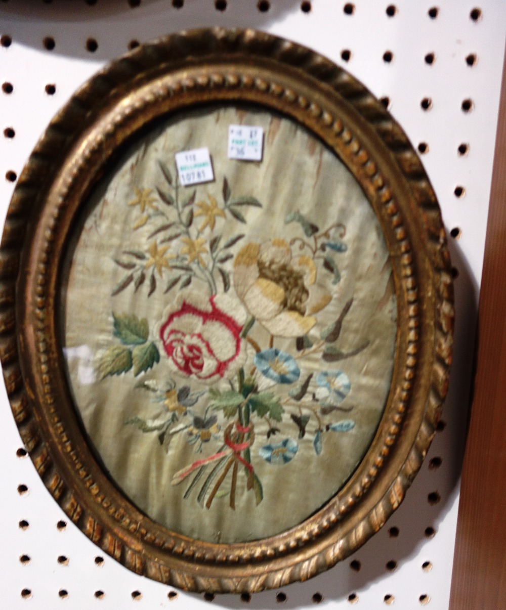 Two framed 19th century floral needleworks (a.f), (2). - Image 2 of 2