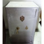 A large 'Bates and Sons' cast iron safe enclosing two internal drawers, later silver painted,