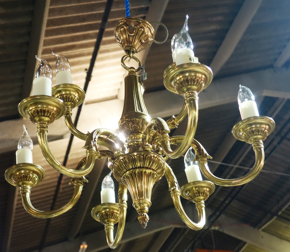 A 20th century Dutch style nine branch chandelier.