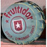 A pair of 20th century French circular painted plywood advertising signs for 'Fruitidor', (2).