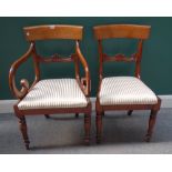 A set of six early Victorian mahogany framed dining chairs,