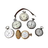 A gentleman's silver cased, key wind, openfaced pocket watch,