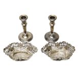 A pair of Victorian silver bonbon dishes, each of shaped oval form,