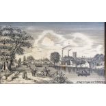 A set of eight Victorian engraved ivory panels depicting views along the Thames,