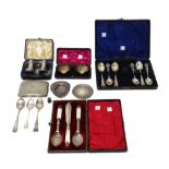 Silver, comprising; a set of six teaspoons, London 1872, with a case (the sugar tongs lacking),