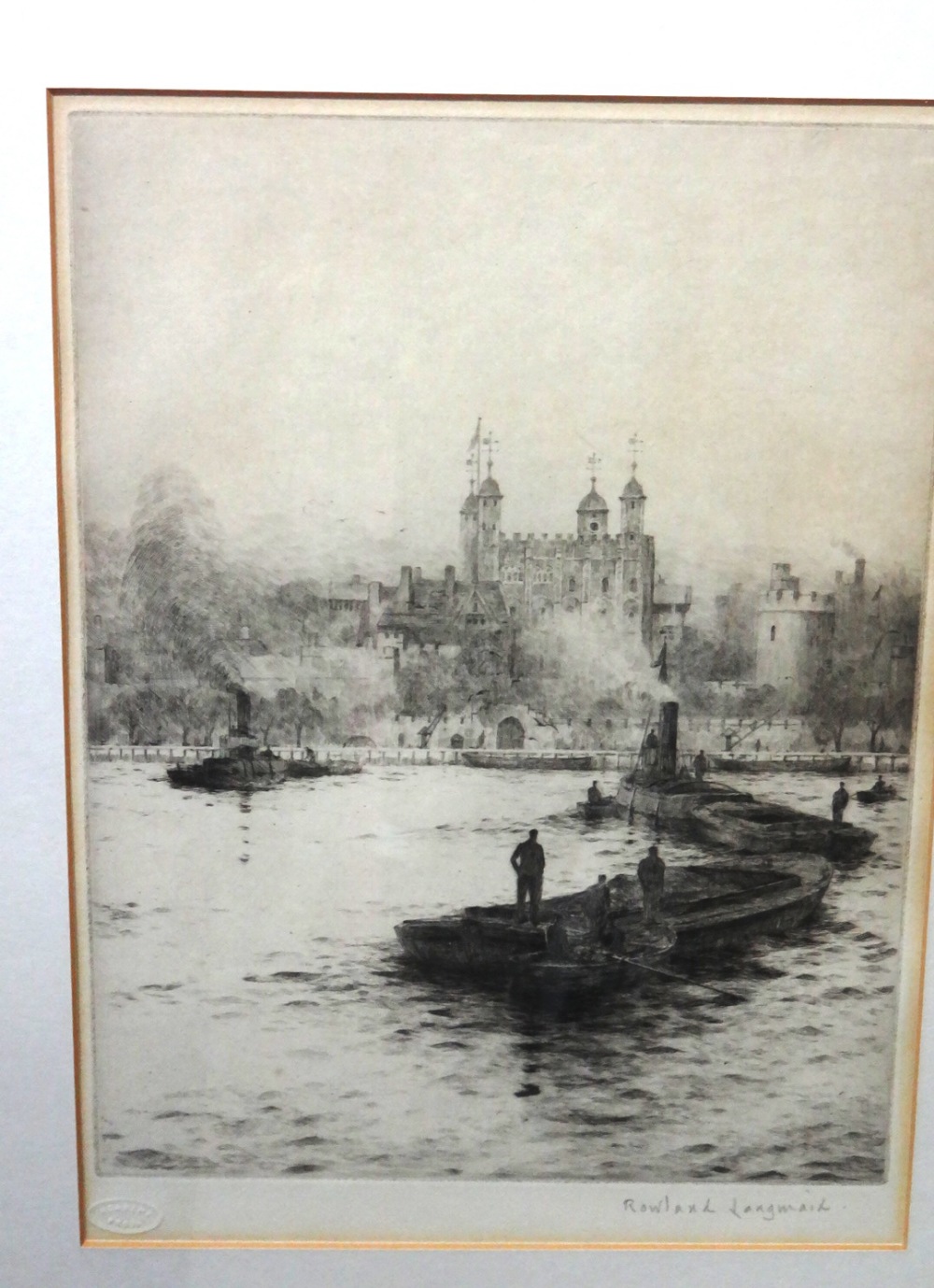 Rowland Langmaid (1897-1956), St Pauls; The Tower of London, a pair, etchings, - Image 3 of 3