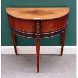 A 19th century Dutch mahogany gilt metal mounted semi-elliptic side table,