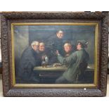 After Eduard Von Grutzner, Monks and companions at a tavern table being entertained by guitarist,