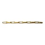 A gold curved bar link bracelet, having a folding clasp, apparently unmarked,