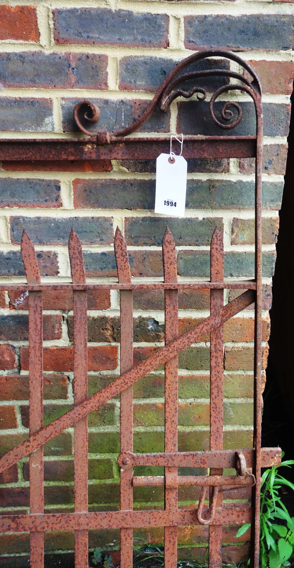 A wrought iron estate gate, 291cm wide, including bracket x 137cm high. - Image 2 of 3