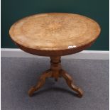 A 19th century Italian stella parquetry inlaid circular tripod occasional table,