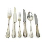 Danish table flatware, comprising; eight table forks, four dessert spoons and six dessert forks,