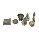 A collection of South East Asian wares, comprising; a shaped octagonal hinge lidded case,
