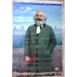 Russian School (late 19th century), Portrait of Karl Marx, oil on canvas, unframed and unstretched,