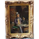Hermann Kern (1838-1912), A Dandy with glass of beer, oil on canvas, signed, 46cm x 30cm.