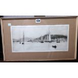 William Lionel Wyllie (1851-1931), Oban, etching, signed and inscribed in pencil, 16cm x 38cm.