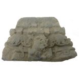 A Gandhara grey schist Corinthian capital, 40cm x 31cm.