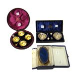 Silver and silver mounted wares, comprising; four similar Victorian salts,