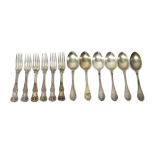 Six Victorian dessert spoons, crest engraved,