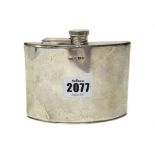 A silver spirit flask of curved rectangular form,