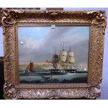 English School, H.M.S. Star off Dover, oil on canvas, inscribed on reverse, 52cm x 63cm.