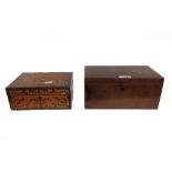 A 19th century amboyna rectangular box, 33cm wide x 16cm high,