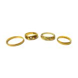 Two 22ct gold wedding rings, combined weight 4.