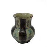 A Persian glazed pottery small vase, probably 18th century,