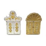 Two Limited Edition parcel gilt silver models of miniature armoires,