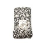 A Tiffany & Co Sterling silver shaped rectangular vesta case, with floral,