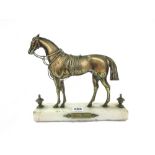 A Georgian gilt bronze half block door stop, modelled as a horse,