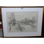 Christopher Borrowski (20th century), Florence, pen and ink, signed and dated '63, 31cm x 46cm.