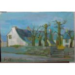 Christian Ferdinand (20th century),Cottages, oil on canvas, signed, unframed, 50cm x 73cm.