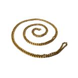 A gold long chain, of faceted entwined oval link design, detailed 9 C (the swivel lacking),
