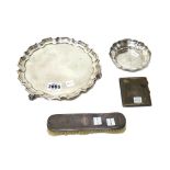Silver and silver mounted wares, comprising; a shaped circular salver,