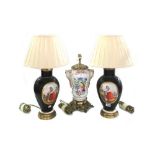 A pair of Continental porcelain table lamps,
