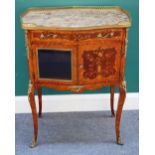 A late 19th century French gilt metal mounted floral marquetry inlaid side cabinet,