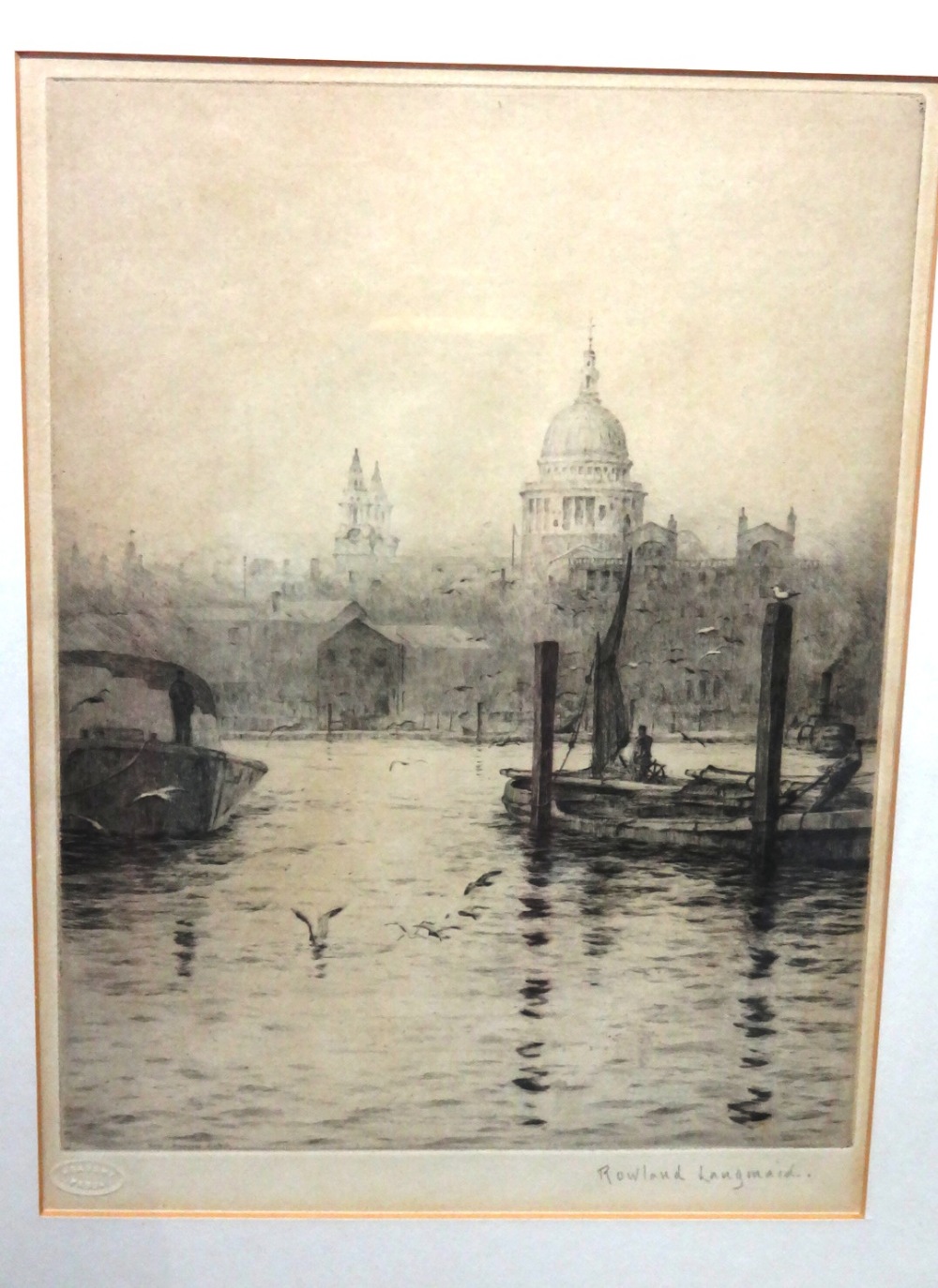 Rowland Langmaid (1897-1956), St Pauls; The Tower of London, a pair, etchings, - Image 2 of 3