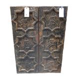 Three cast iron panels, late 19th/early 20th century, cast with the twelve signs of the zodiac,