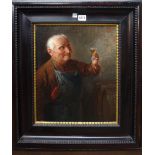 P Müller B****ton (19th century), A well earned drink, oil on board, indistinctly signed, 39.