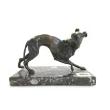 After Pierre-Jules Mêne, a patinated bronze model of a greyhound, 19th century,