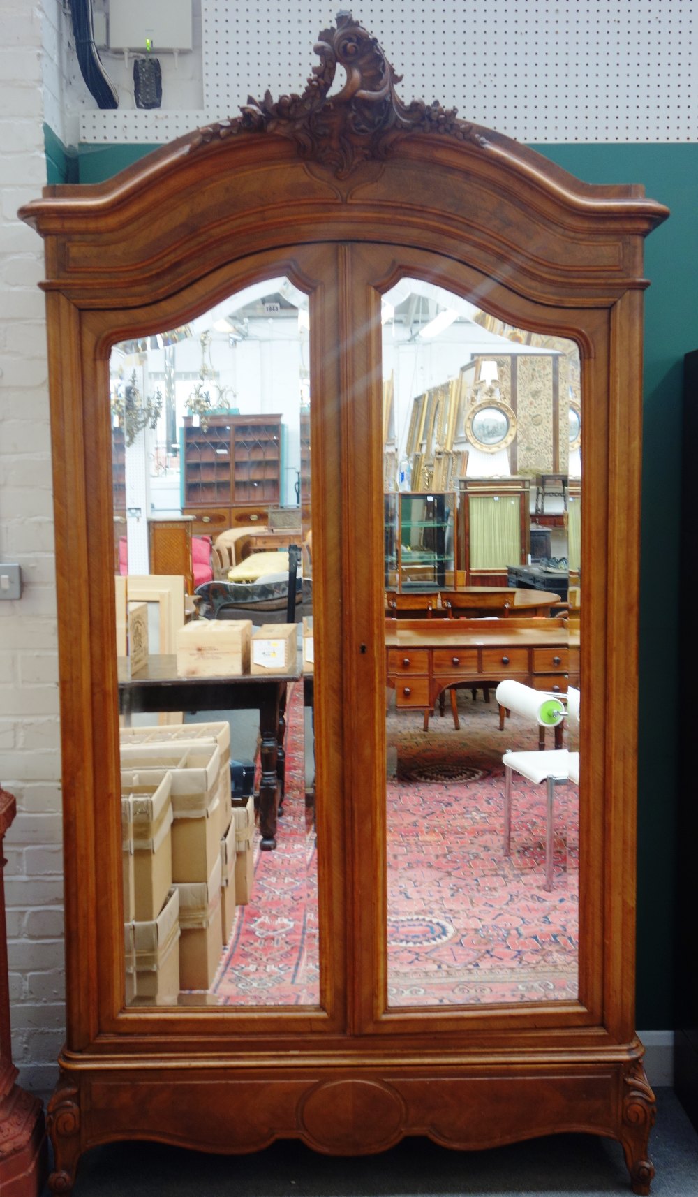 A late 19th century French mahogany armoire,