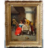 Francesco Peluso (1836-1936), The romance, oil on canvas, signed, 65cm x 49cm.