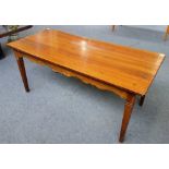 A 19th century French chestnut plank top table on tapering square supports, 79cm wide x 179cm high.
