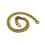 A 9ct gold large close curb link collar necklace, having a sprung circular clasp, length 41cm,