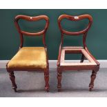 A set of six early Victorian rosewood kidney back dining chairs, on octagonal baluster supports,