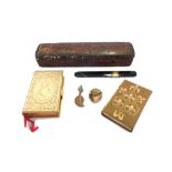 A quantity of small collectables, including a Victorian ivory clad bible (12cm),